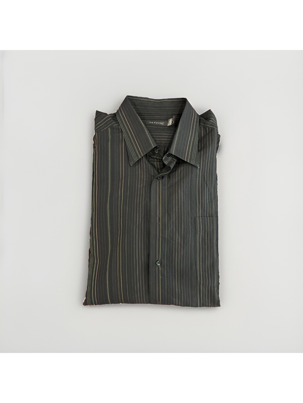 ST CROIX MENS BLACK STRIPED CASUAL BUTTON SHIRT SIZE XL MADE IN ITALY VGC!